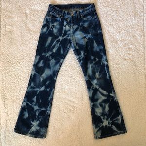 Anchor Blue Women's Tie Dye Jeans, Flared Leg, Button Fly